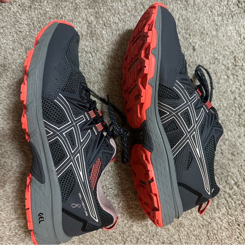 ASICS Black and Coral Athletic Sneakers